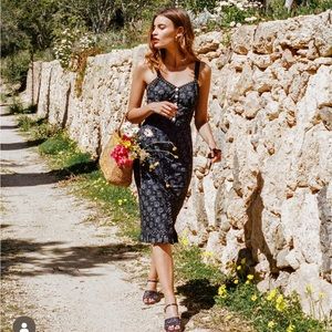 Rouje vintage print black dress 38